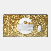 Girl-Gold-Glitzer-Glitzern-Monogram-Skriptname Schreibtischunterlage (Tastatur & Maus)