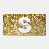 Girl-Gold-Glitzer-Glitzern-Monogram-Skriptname Schreibtischunterlage (Vorderseite)