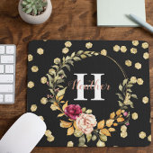 Girl-Gold-Imitate und Blumenkleider-Monogramm Mousepad