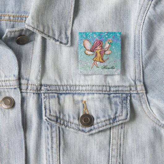 Girl Gold Lila Blue Glitzer Sparkone Fairy Dust Button (Beispiel)