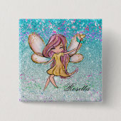 Girl Gold Lila Blue Glitzer Sparkone Fairy Dust Button (Vorderseite)