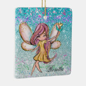 Girl Gold Lila Blue Glitzer Sparkone Fairy Dust Keramikornament (Rechts)