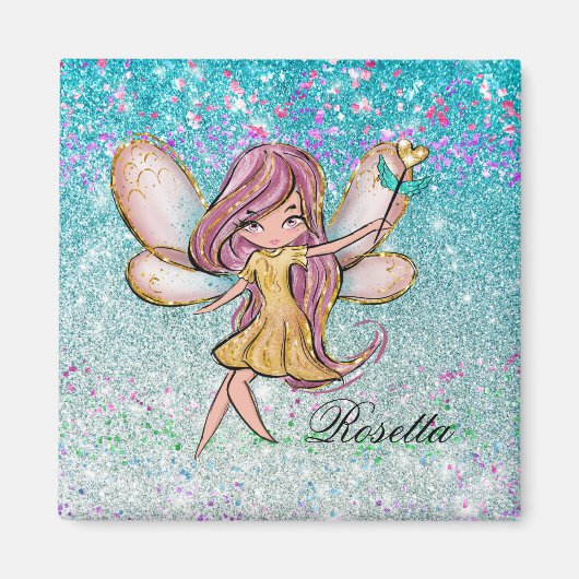 Girl Gold Lila Blue Glitzer Sparkone Fairy Dust Magnet (Vorne)