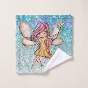 Girl Gold Lila Blue Glitzer Sparkone Fairy Dust Waschlappen
