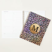 Girl Gold Monogram Iridescent Rainbow Leopard Planer (Anzeige)