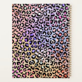 Girl Gold Monogram Iridescent Rainbow Leopard Planer (Rückseite)