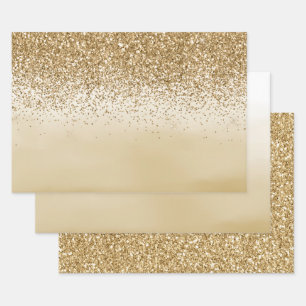 Girl-Gold-Ombre-Glitzer Geschenkpapier Set