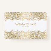 Girl Gold on White Floral Paisley Lace Ausweis (Rückseite)