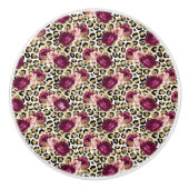 Girl Gold Pink Blütenleopard Print Keramikknauf (Vorderseite)