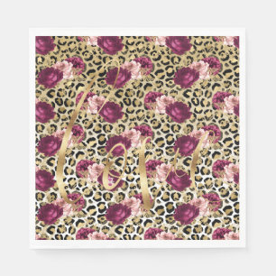 Girl Gold Pink Blütenleopard Print Liebe Serviette