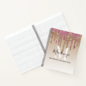 Girl Gold Pink Glitzer Monogram Name Notebook Notizblock (Innenseite)