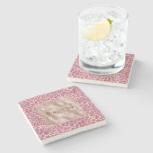 Girl-Gold Pink Leopard Print Glitz Personalisiert Steinuntersetzer (Seitenansicht)