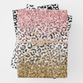 Girl Gold Pink Schwarz-weiß Leopard Print Glitzer Geschenkpapier Set (Beispiel)