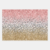 Girl Gold Pink Schwarz-weiß Leopard Print Glitzer Geschenkpapier Set (Vorderseite)