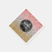 Girl Gold Pink Schwarz-weiß Leopard Print Glitzer Serviette (Ecke)