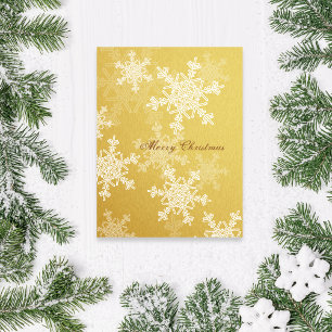 Girl-golden-weiße Weihnachtsschneeflocken Feiertagspostkarte
