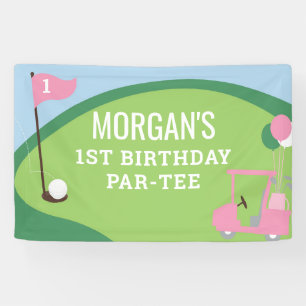 Girl Golf Geburtstag Par-T-Shirt Grosses Bannerzei Banner