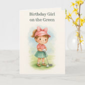 Girl Golfer Birthday Youth Folded Greeting Card Karte (Gelbe Blume)