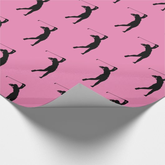 Girl Golfer Bright Pink Geschenkpapier (Ecke)