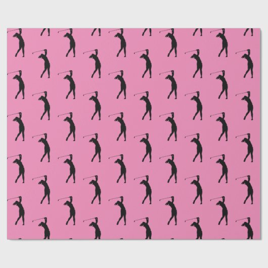 Girl Golfer Bright Pink Geschenkpapier (Flach)