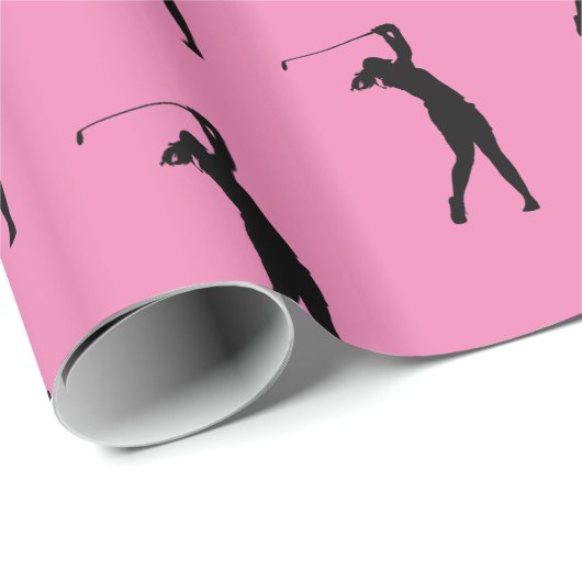 Girl Golfer Bright Pink Geschenkpapier (Rolleneckpunkt)