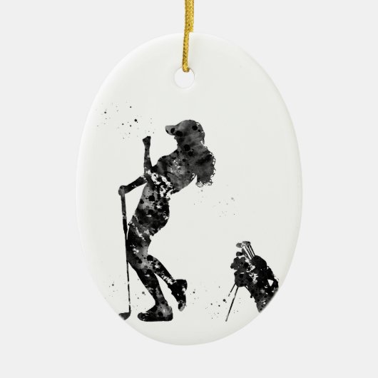 Girl Golfer Keramik Ornament (Vorne)