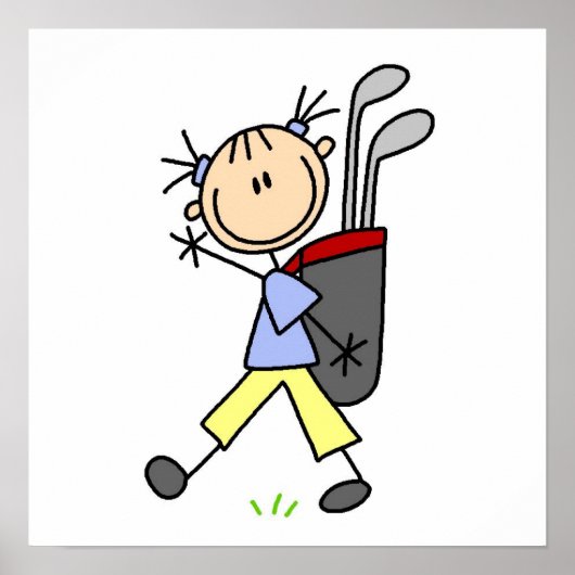 Girl Golfer mit Tasche und Clubs Poster (Vorne)