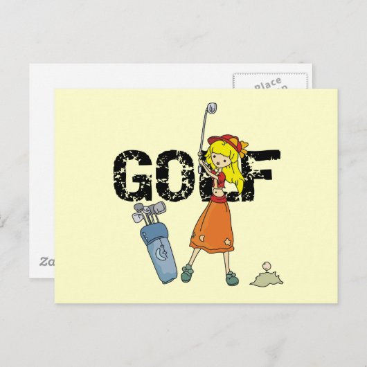 Girl Golfer Tshirts und Geschenke Postkarte (Vorne/Hinten)