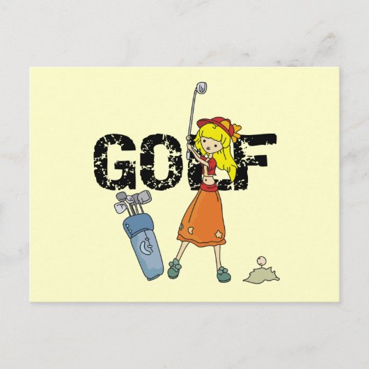 Girl Golfer Tshirts und Geschenke Postkarte (Vorderseite)