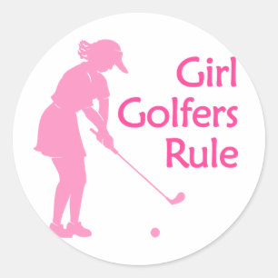 Girl Golfers Rule Runder Aufkleber