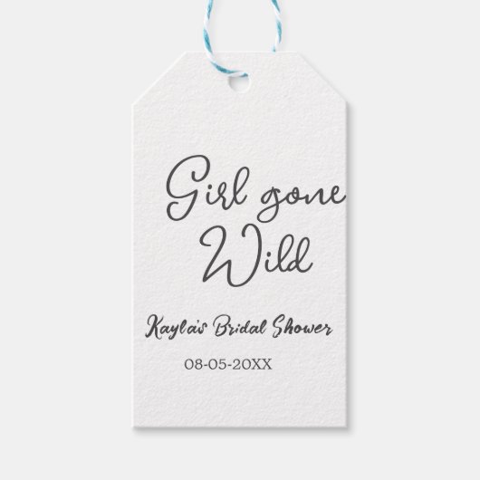 Girl gone wild bridal shower name date simple mini geschenkanhänger (Vorderseite)