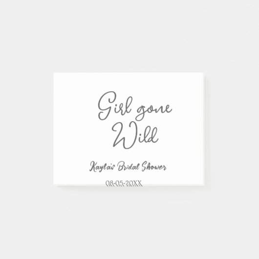 Girl gone wild bridal shower name date simple mini post-it klebezettel (Vorderseite)