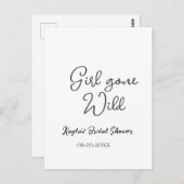 Girl gone wild bridal shower name date simple mini postkarte (Vorne/Hinten)