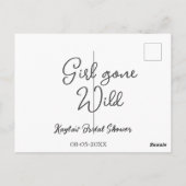 Girl gone wild bridal shower name date simple mini postkarte (Rückseite)