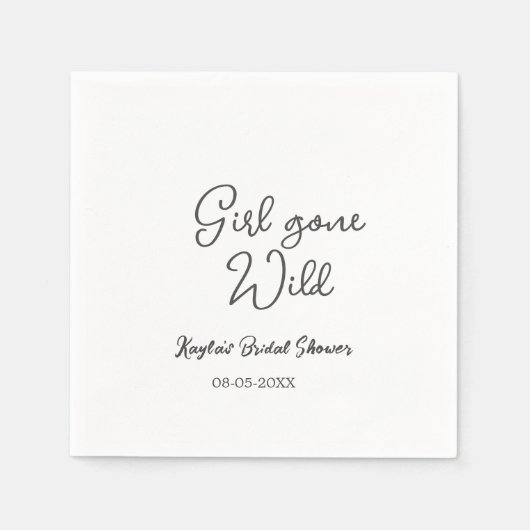 Girl gone wild bridal shower name date simple mini serviette (Vorderseite)