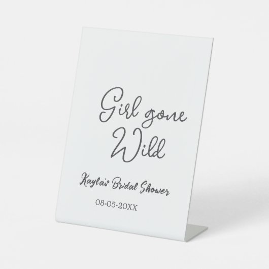 Girl gone wild bridal shower name date simple mini sockelschild (Vorderseite)