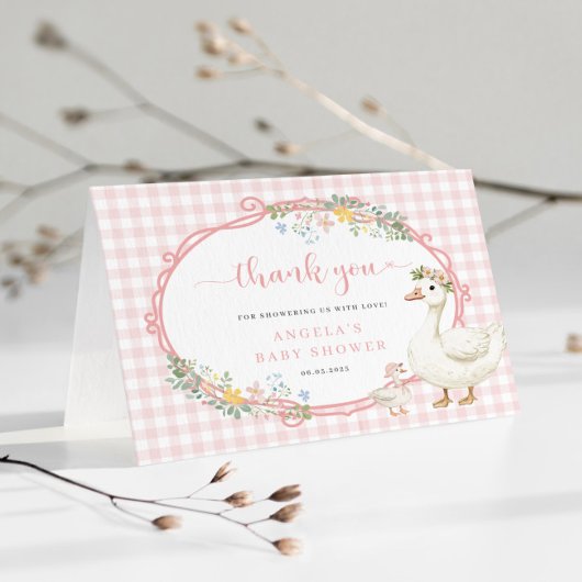 Girl Goose Baby Dusche Danke Karte