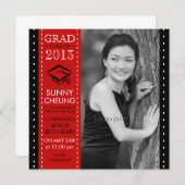 Girl Grad Red und Black Large Foto Abschluss Ankündigung (Vorne/Hinten)