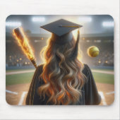 Girl Graduate mit Softball und Fey Bat Mousepad (Vorne)