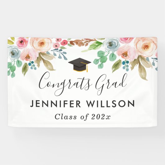 Girl-Graduate-Party für Wasserfarben Banner (Horizontal)