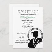 Girl Graduate Silhouette Abschluss Einladung (Vorne/Hinten)