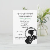 Girl Graduate Silhouette Abschluss Einladung (Stehend Vorderseite)