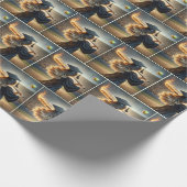 Girl Graduate Swinging a Flaming Baseball Bat Geschenkpapier (Ecke)