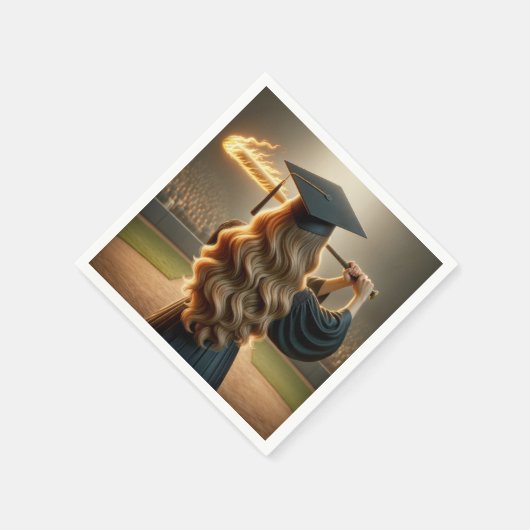 Girl Graduate Swinging a Flaming Baseball Bat Serviette (Ecke)