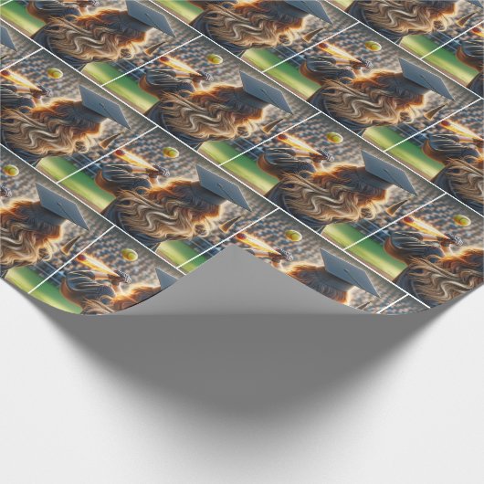 Girl Graduate Swinging a Flaming Bat Geschenkpapier (Ecke)