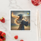 Girl Graduate Swinging a Flaming Bat Serviette (Beispiel)