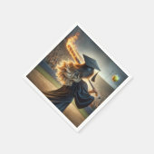 Girl Graduate Swinging a Flaming Bat Serviette (Ecke)