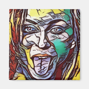 Girl Graffiti Paint Art Face Eye farbig Magnet