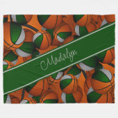 Girl graue Mannschaftsfarben Basketballmuster Fleecedecke (Vorderseite (Horizontal))