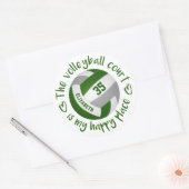 Girl-Graue Volleyballfeld mein glücklicher Platz Runder Aufkleber (Umschlag)